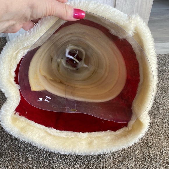 Vintage 18” Standing Santa Holding Wreath Sled Felt Coat Tree Topper Statue - Picture 12 of 12